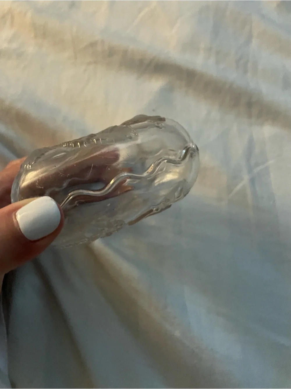 Vintage 90s Clear Glass Heart Trinket Dish with Rose Motif